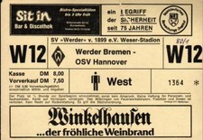 Ticket II. BL 80/81 SV Werder Bremen - OSV Hannover