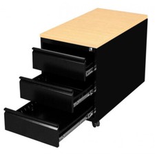 Rollcontainer Büro Bürocontainer Holz-Abdeckplatte 3 Schubladen 62x46x79cm 