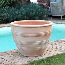 handgefertigtes Terracotta Pflanzgefäß, frostfester Pflanzkübel Veronica 80