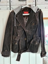 snapshot Jacke Damen braun Gr. 44 braun Echtleder Lederjacke Kapuze Veloursleder