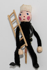 Alter Gablonzer Christbaumschmuck Figur Schornsteinfeger Chenille Kopf Watte