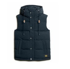 Superdry Herrenjacke „Everest“ Pufferweste mit Kapuze in Eclipse-Marineblau