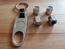 4 sehr gute Ventilkappen + Anhänger chrom ohne Markenbezug sehr schick