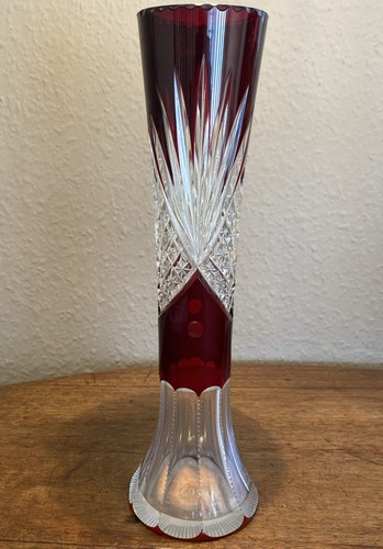 Rubinrote glas kristall vase - rubinrote,