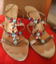 Pantolette , High Heels,  VERO CUOIO, Gr.41,  silber mit Strass Steinen -Italien