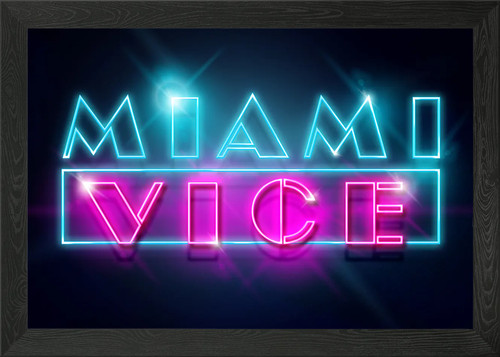 Miami vice neon - miami, gerahmtes