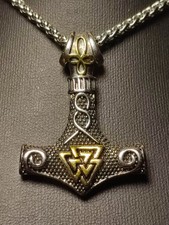 Thors Hammer Wikinger Halskette in Silber / Gold Nordmann selten und schön
