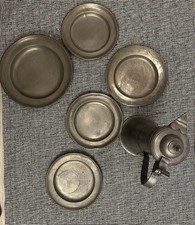 Antik Zinnkanne Zinnkrug  und Teller Zinn 17.Jahrhundert Joh. Sebastian Bach