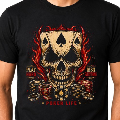 Skull poker shirt play - skull, hard