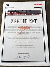 Märklin Original CERTIFICATE- Zertifikat 34171 - 37171 BR 52, Excellent