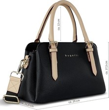 bugatti Ella Handtasche für Damen Klein, kleine Frauen Tasche, schwarz