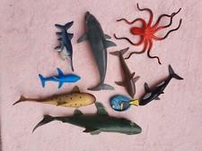 Konvolut Tiere Zoo Fische Krebse Meeresbewohner  9 Stück  Kunststoff Spielfigur