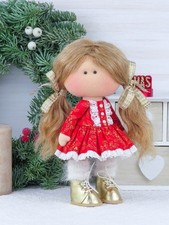 Stoffpuppe Puppe Weihnachten genähte Weihnachtspuppe handgemachte  Handarbeit