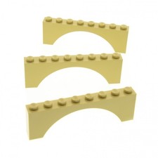3x Lego Bogenstein 1x8x2 beige