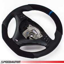 Abgeflacht Alcantara Lederlenkrad für BMW M-POWER E81 E92 Blauer Streifen