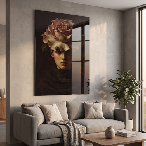 Wandbild frau mit - frau, rose
