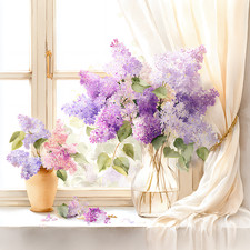 Wandbild Fenster Blumen Vase