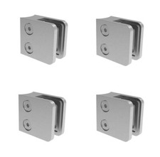 Edelstahl Glashalter SET 4 Stück Glasklemme Klemmhalter Geländer 42,4 flach V2A