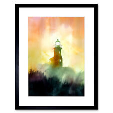 Leuchtturm im Nebel Aquarell