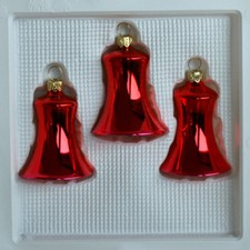 Lauschaer Glas Christbaumschmuck Glocken klein rot glanz mundgeblasen
