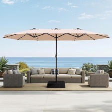 4,5m Sonnenschirm Gartenschirm Strandschirm UV50+ Balkon Garten LED Gartenschirm