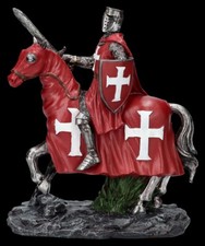 Ritterfigur - Kreuzritter auf Pferd rot - Mittelalter Reiter Medival Deko Party