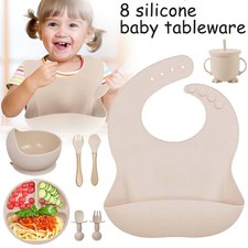 Baby Teller Kinderteller mit Saugnapf Rutschfest Kinder Tischset Silikon  8Stück