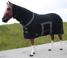 Abschwitzdecke aus Fleece mit Halsteil und Bauchlatz schwarz 125,135,145,155cm 