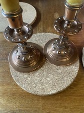 Ein Paar Kerzenleuchter Kupfer Alt mit Wachskerzen
