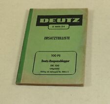 Ersatzteilliste Deutz Raupe DK 100 , 100 PS mit 6 Zyl. Motor , Raupenschlepper