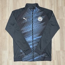 Neu Puma Manchester City Herren Trackjacket Trainingsjacke Grau Weiß Blau | Gr L