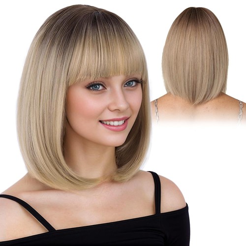 Ombre blonde bob kurze - blonde,