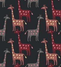 50cm Dekostoff 100% Baumwolle Giraffen Afrika Tiere auf schwarz