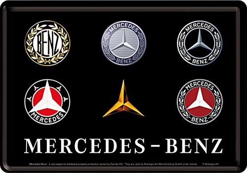 Blechpostkarte mercedes benz - blechpostkarte, mercedes-benz