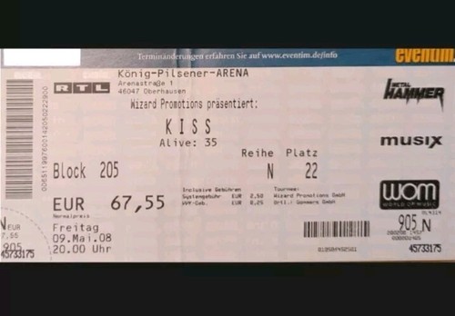 Kiss altes ticket - ,
