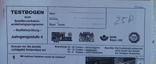 Fahrradprüfung jahrgangsstufe - fahrradprüfung,