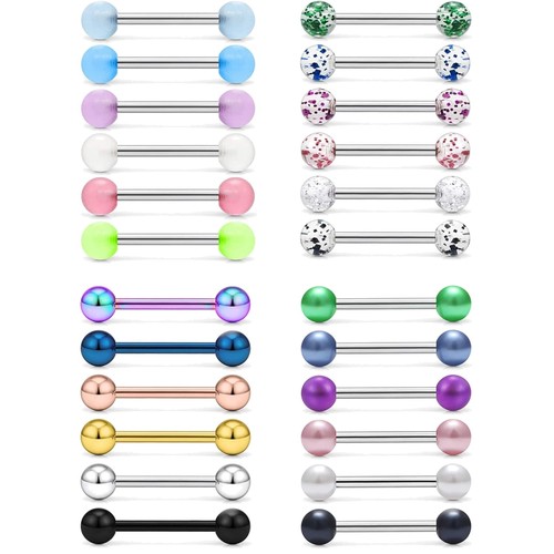 24stk zungenpiercing set 14g - zungenpiercing,