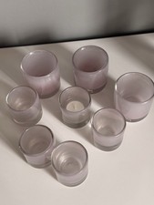 8 Henry Dean Teelichthalter mundgeblasenes Glas rosa, Verkauf nur als Set