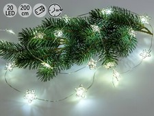 Tischdeko Lichterkette 250 cm 20 silberne Sterne LED Batteriebox & Timer 632593