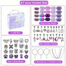 67-teiliges Juwelier-Set in Lila Charm-Armband -Bastelset /2