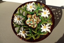 c1940 KERAMIK SCHALE 26cm Schüssel Edelweiß Laufglasur Liezen Scheibbs Schleiss?