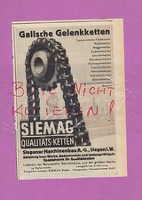 SIEGEN, Werbung 1936, Siegener Maschinen-Bau AG SIEMAG Ketten