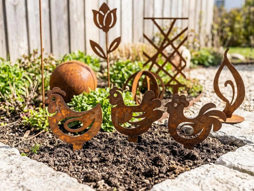 Edelrost gartenstecker huhn - edelrost,
