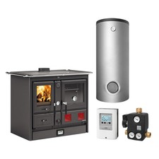 La Nordica Termorosa XXL DSA Wasserf. Küchenofen Schwarz Set Pufferspeicher