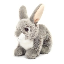 Teddy Hermann Hase sitzend grau 18 cm 93701 Kuscheltier Plüschtier Stofftier