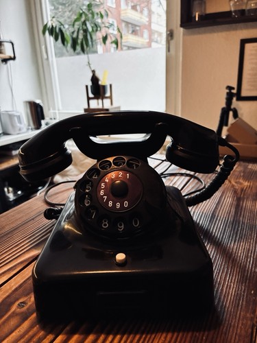 Bakelit telefon w48 schwarz - bakelit,