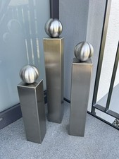 EDELSTAHL Säulen Set V2A Säule 50/60/70cm mit 100mm Edelstahlkugel Garten Deko 