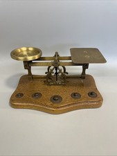 Antike Briefwaage | Apothekerwaage | Messing Holz | mit Gewichten | #2