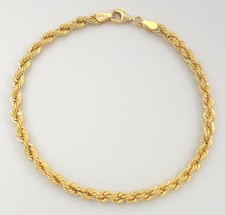 585 Gold Damen Armbandkette Kordelkette 20cm NEU 14 Karat Gelbgold 3,53g 3,93mm