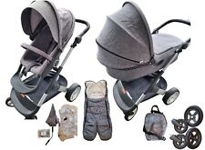Stokke Crusi/Trailz Kinderwagen Komplettset, Wanne, Fußsack, Schirm, ...
